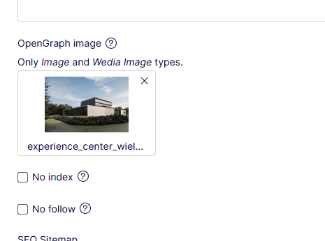 After picking an asset in Wedia, the pop-up is closed and a thumbnail is displayed along with the asset title