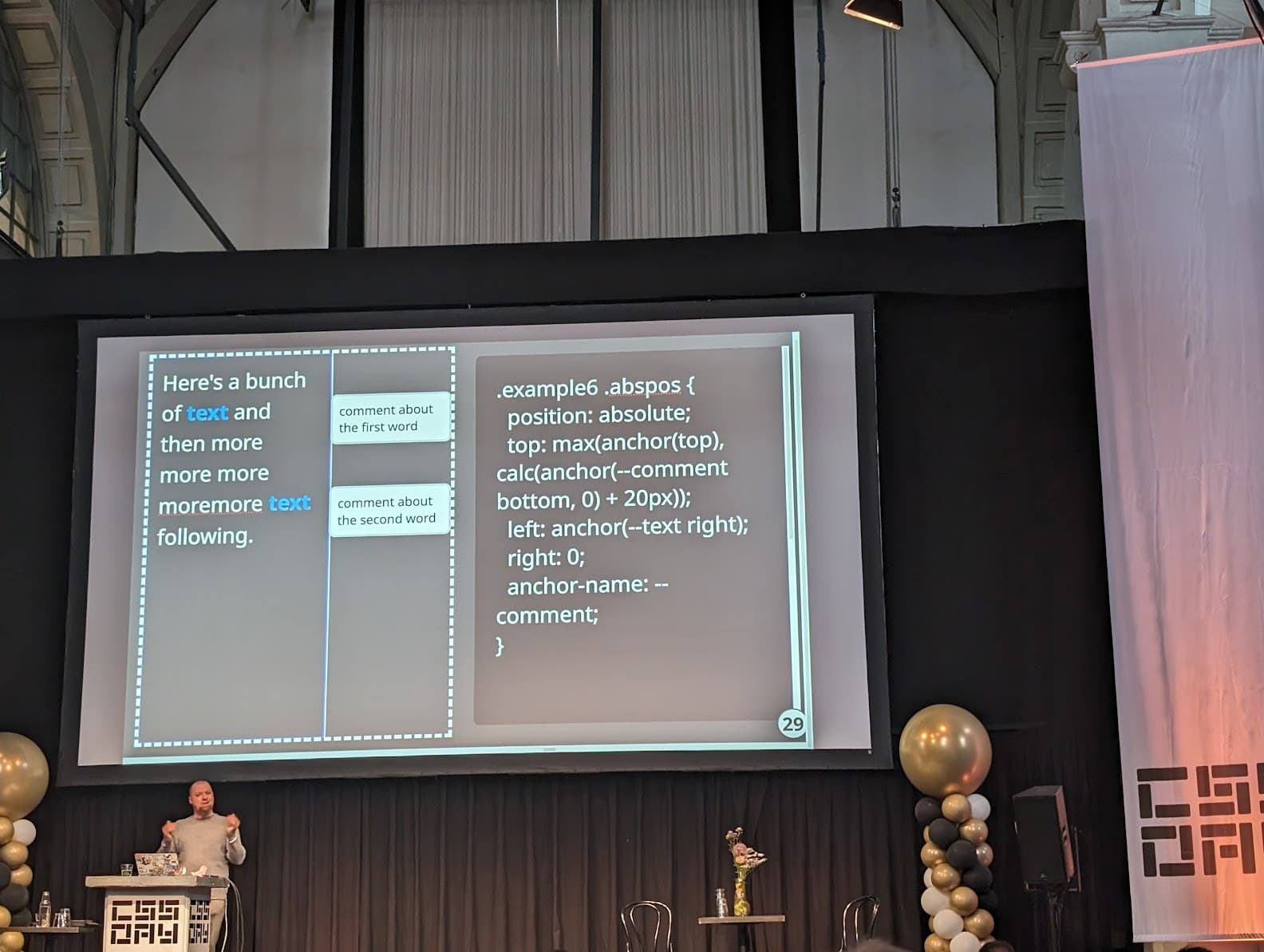 Tab Atkins-Bittner showing some live coding with CSS anchoring