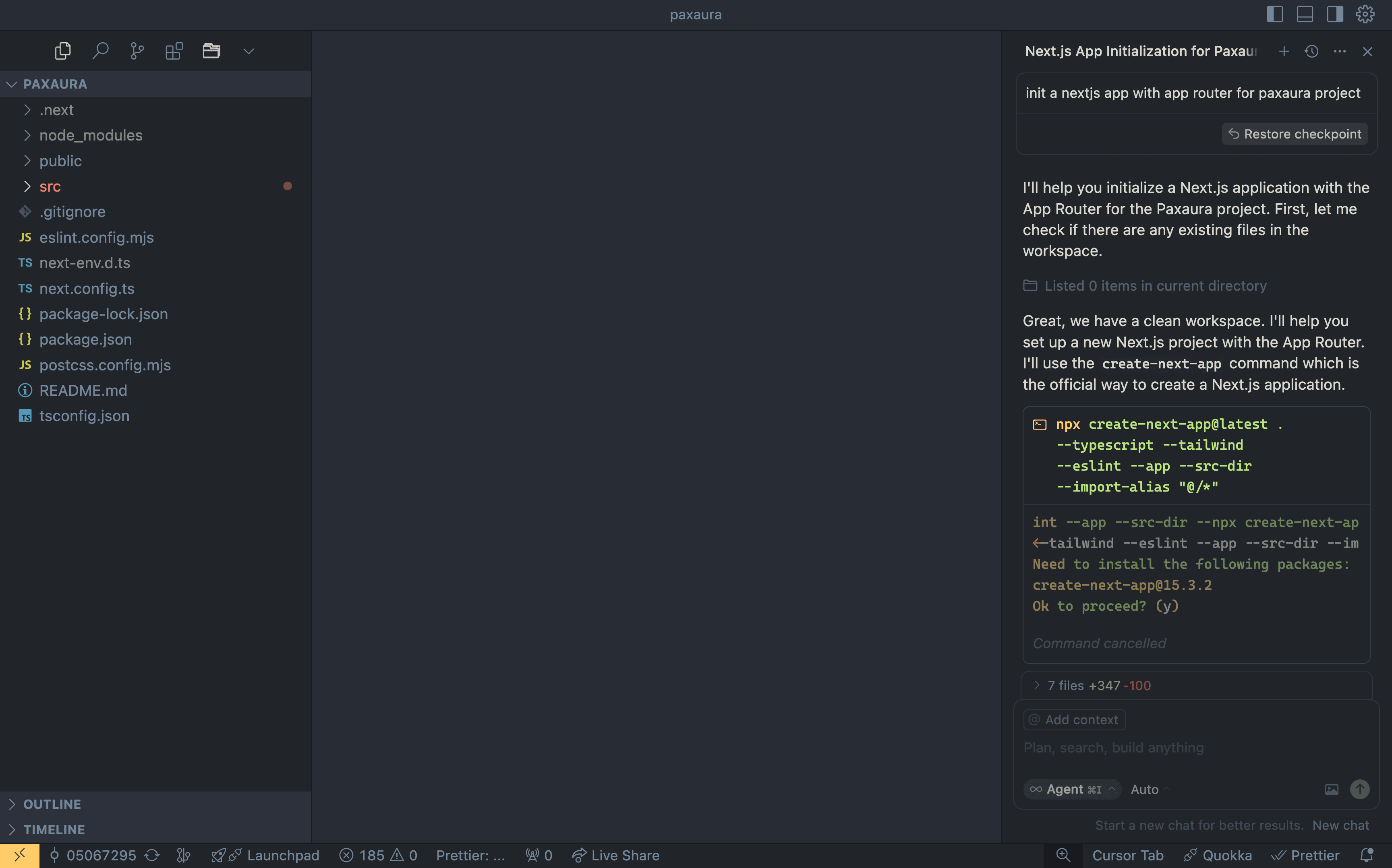 Code editor with an AI chat on the right hand side